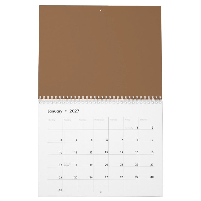 Erweitern Sie Ihr Design mit einem braunen Hinterg Kalender (Jan 2027)
