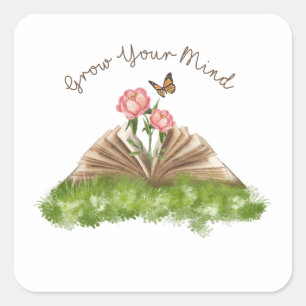 Erweitern Sie Ihr Mind Sublimation Buch weiter Quadratischer Aufkleber