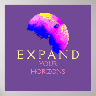 "Erweitern Sie Ihre Horizonte" Blau Rosa Gelb auf Poster
