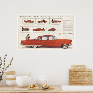 Erweitert 1956 Lincoln Premiere 4 Door Centerfold Poster