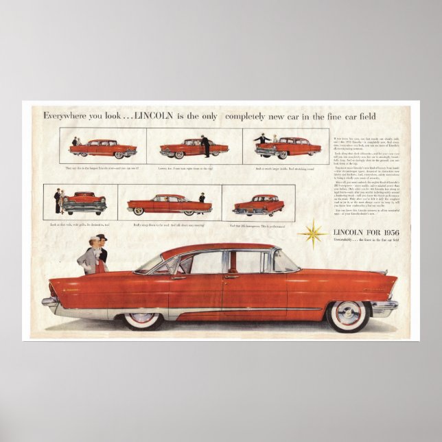 Erweitert 1956 Lincoln Premiere 4 Door Centerfold  Poster (Vorne)