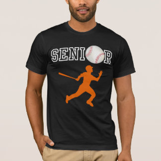 Erweiterter Baseballspieler mit orangem Silhouette T-Shirt
