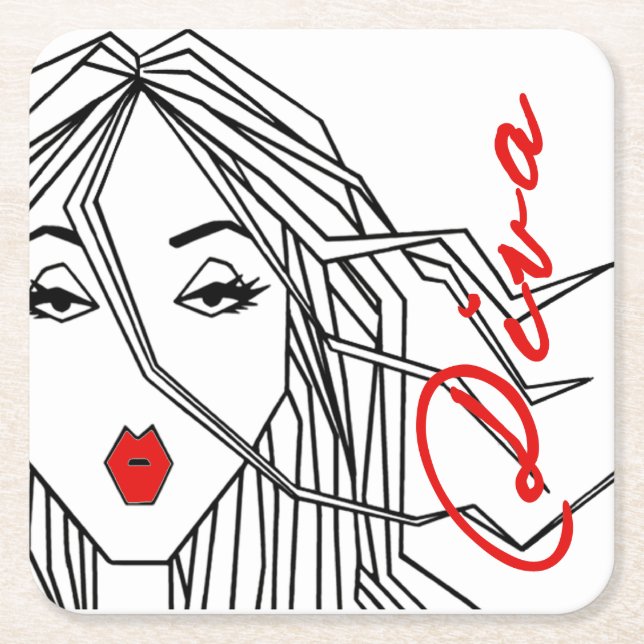 Erweiterungen einer Diva Rechteckiger Pappuntersetzer (Vorderseite)