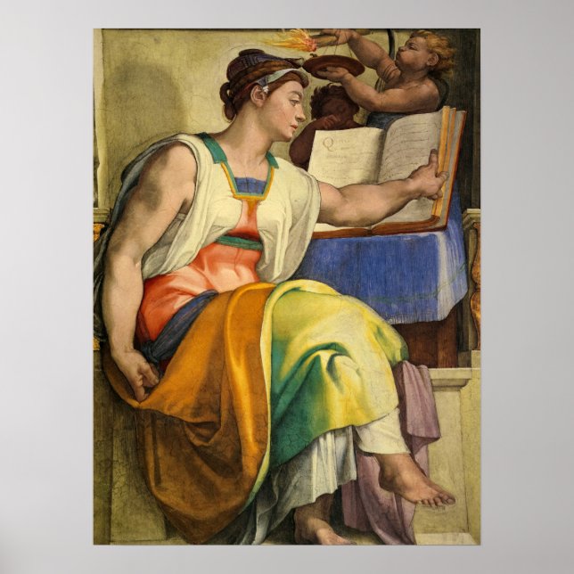 Erythraean Sibyl von Michelangelo Poster (Vorne)