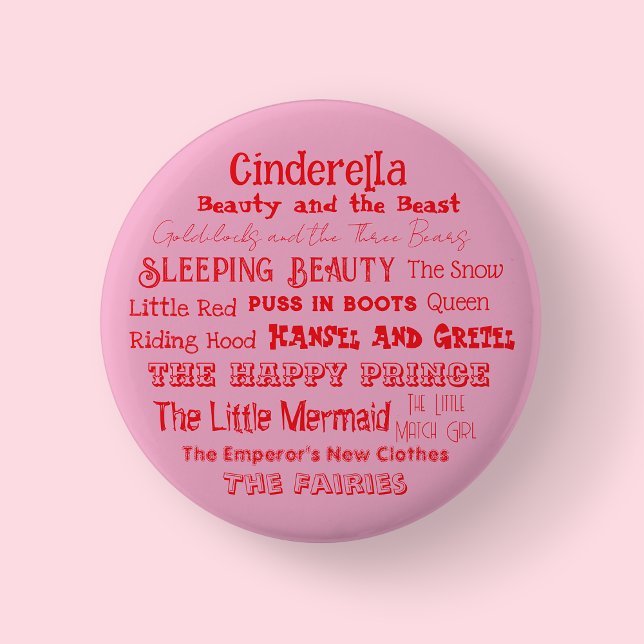 Erzählen Sie das Abzeichen eines märchenhaften Tag Button (Pink Fairy Tale Badge/Button)