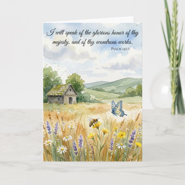 Erzählt von Gottes herrlichen Werken! Psalm 145:5 Karte (Vorderseite)