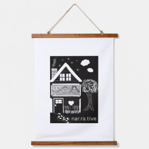 Erzählung Wandteppich Mit Holzrahmen