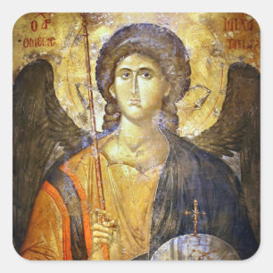 Erzengel Gabriel Orthodoxe christliche Ikone Quadratischer Aufkleber