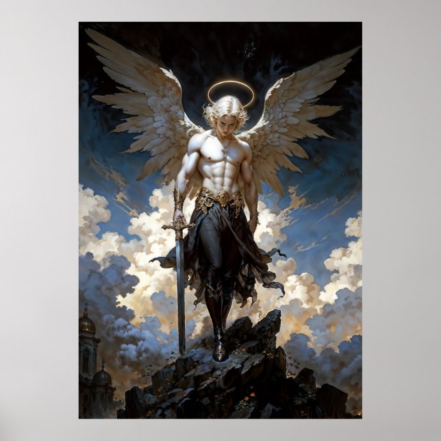 Erzengel-Michael-Fantasy-Illustration Poster (Vorne)