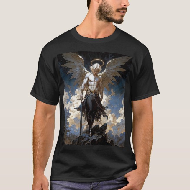 Erzengel Michael Fantasy-Illustration T-Shirt (Vorderseite)