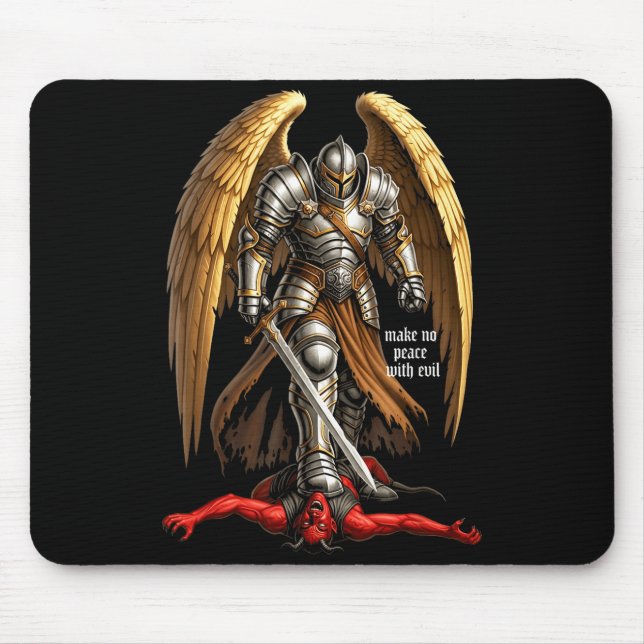 Erzengel Michael Glaube Design Macht keinen Friede Mousepad (Vorne)