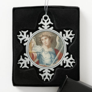 Erzengel Michael (M 010) Schneeflocken Zinn-Ornament