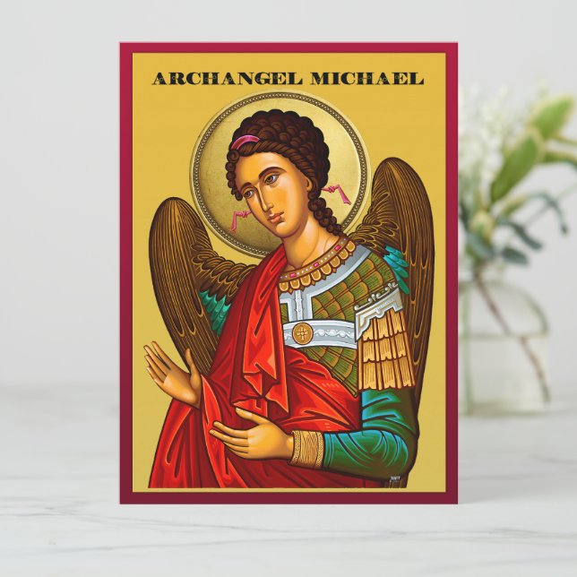 Erzengel Michael Menükarte (Stehend Vorderseite)