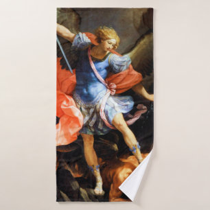 Erzengel Michael trampelt Satan, Guido Reni Badehandtuch
