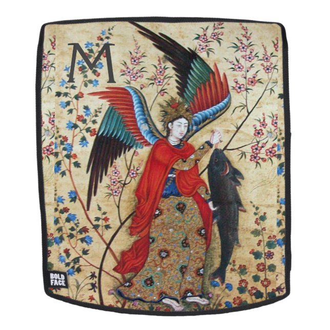 ERZENGEL-RAPHAEL UND FISCH-MONOGRAMM RUCKSACK (Abnehmbare Front)