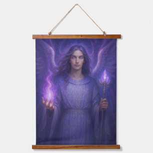 Erzengel Zadkiel – Hüter der violetten Flamme Wandteppich Mit Holzrahmen