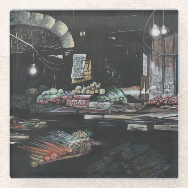 Erzeugnisse einer gequälten Ernte, Jerusalem Glasuntersetzer (Vorderseite)