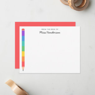 Erzieherin Regenbogen Bleistift Custom Mitteilungskarte