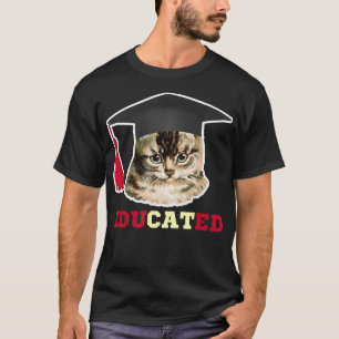 Erziehte Katze in Graduation Cap Funny Grad Gesche T-Shirt