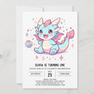 Erzmagischer Drache 1. Geburtstag Einladung