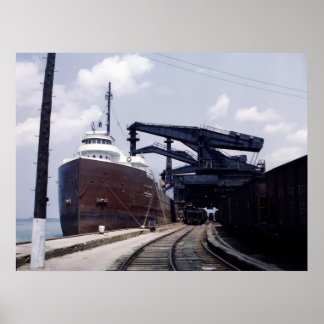 Erzschiff in Cleveland, Ohio, 1940er Poster