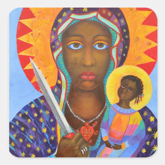 Erzulie Dantor Black Madonna Voodoo Quadratischer Aufkleber (Vorderseite)