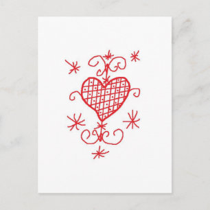 Erzulie Red Heart Veve Voodoo Hoodoo Liebe Sigil Postkarte