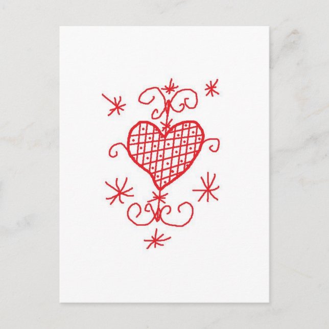 Erzulie Red Heart Veve Voodoo Hoodoo Liebe Sigil Postkarte (Vorderseite)