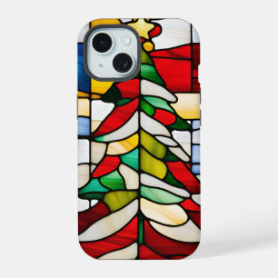 Erzürnende Glasmalerei-Weihnachtsbaum Unikat iPhone 15 Hülle