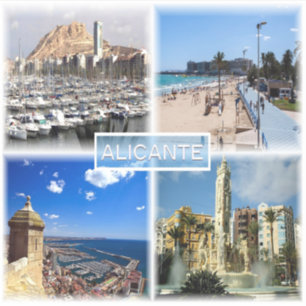 ES Alicante - Skyline - Postiguet strand - Erklär Aufkleber