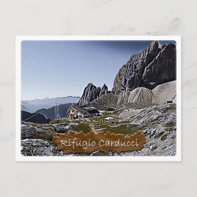 Es - Alphütte Rifugio Giosue Carduci Dolomiti - Postkarte (Vorderseite)