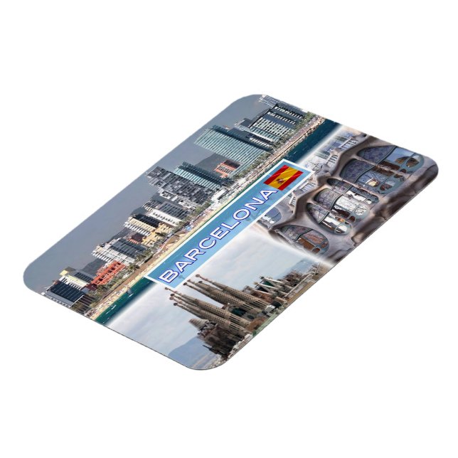 ES Barcelona - Skyline - Skyline - Sagrada Familia Magnet (Linke Seite)