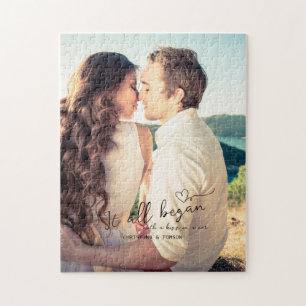 Es begann alles Elegantes Script Couple-Geschenk-F Puzzle