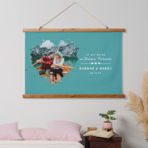 Es begann alles   Romantisches personalisiertes Pa Wandteppich Mit Holzrahmen