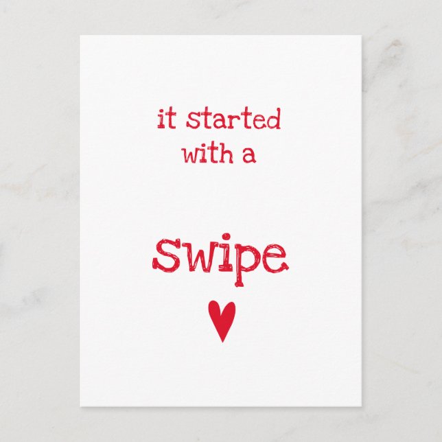 Es begann mit einem "Swipe - Funny Valentine's Day Postkarte (Vorderseite)