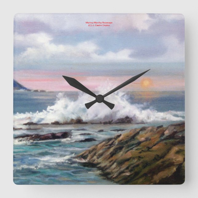 Es bemannt/bemannt/Seascape Quadratische Wanduhr (Vorderseite)