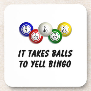 Es braucht Balls bis Yell Bingo Getränkeuntersetzer