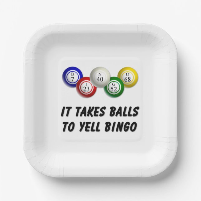 Es braucht Balls bis Yell Bingo Pappteller (Vorderseite)