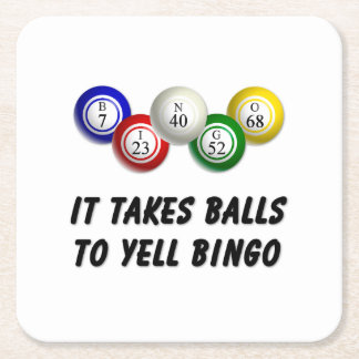 Es braucht Balls bis Yell Bingo Rechteckiger Pappuntersetzer