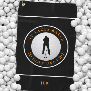 Es braucht Eier Golf Handtuch Schwarz Orange Monog