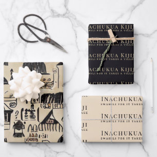 Es braucht ein afrikanisches Kulturerbe als Dorf Geschenkpapier Set
