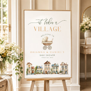 Es braucht ein Dorf Baby Shower Willkommensposter Poster