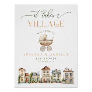Es braucht ein Dorf Baby Shower Willkommensposter Poster