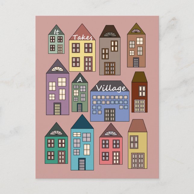 Es braucht ein Dorf Einladungspostkarte (Vorderseite)