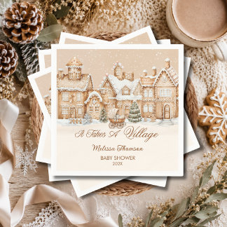 Es braucht ein Dorf Gingerbread Winter Baby Shower Serviette