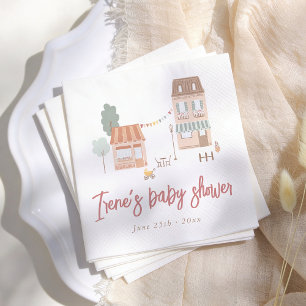 Es braucht ein Dorf Handgezeichnete Babyparty Serviette