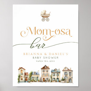 Es braucht ein Dorf Mom-osa Bar Baby Shower Schild