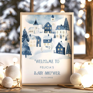 Es braucht ein Dorf Snow Baby Shower Willkommen Poster
