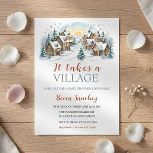 Es braucht ein Dorf Watercolor Schneebaby Shower  Einladung