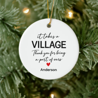 Es braucht ein Dorf Weihnachtsbaumschmuck, Dankesc Keramik Ornament